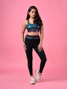 One Step Ahead Black Holo Leggings BODD ACTIVE