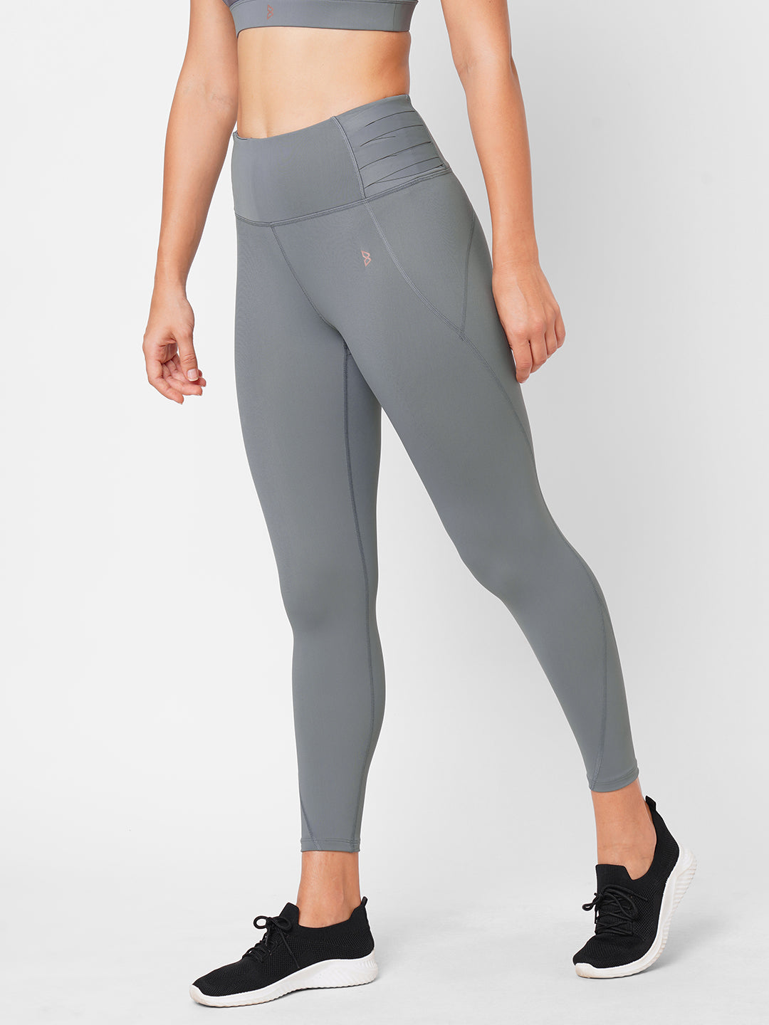 Frost Grey Criss Cross Essential High Waist Leggings boddactive.com