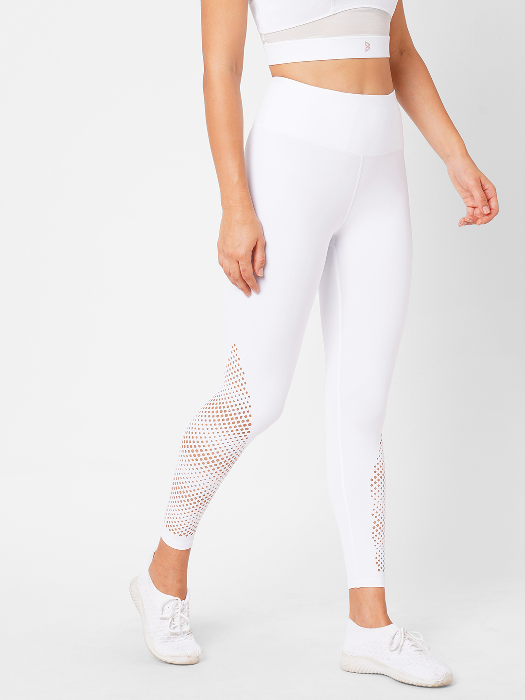 Crystal White Cut Out High Waist Leggings boddactive.com