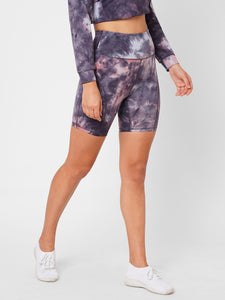 Candy Pink And Grey Tie Dye Biker Shorts boddactive.com