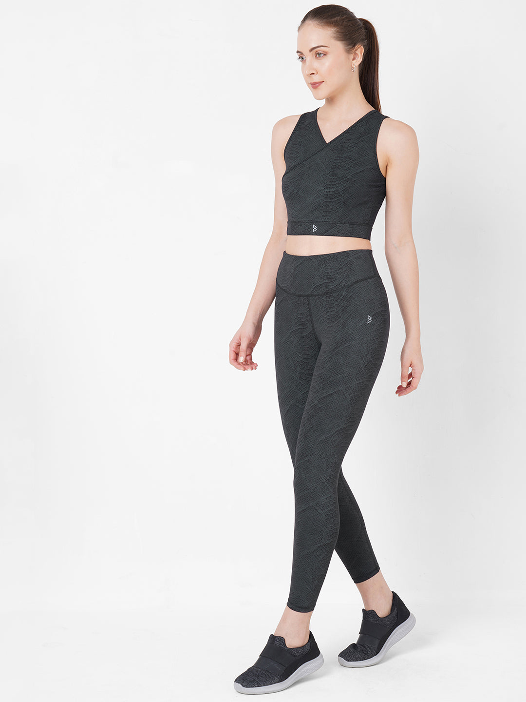 Black Snake Skin High Waist Leggings boddactive.com