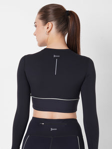 Black And Mint Endurance Full Sleeve Crop Top boddactive.com