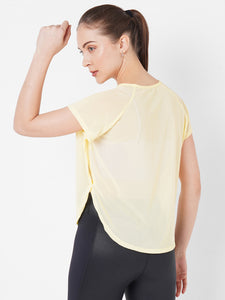 Yellow All Mesh Sheer Tee BODD ACTIVE