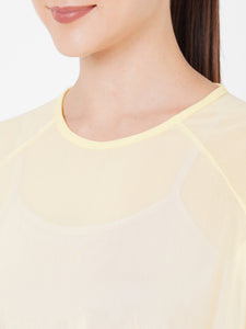 Yellow All Mesh Sheer Tee BODD ACTIVE