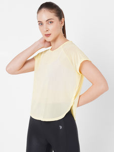 Yellow All Mesh Sheer Tee BODD ACTIVE