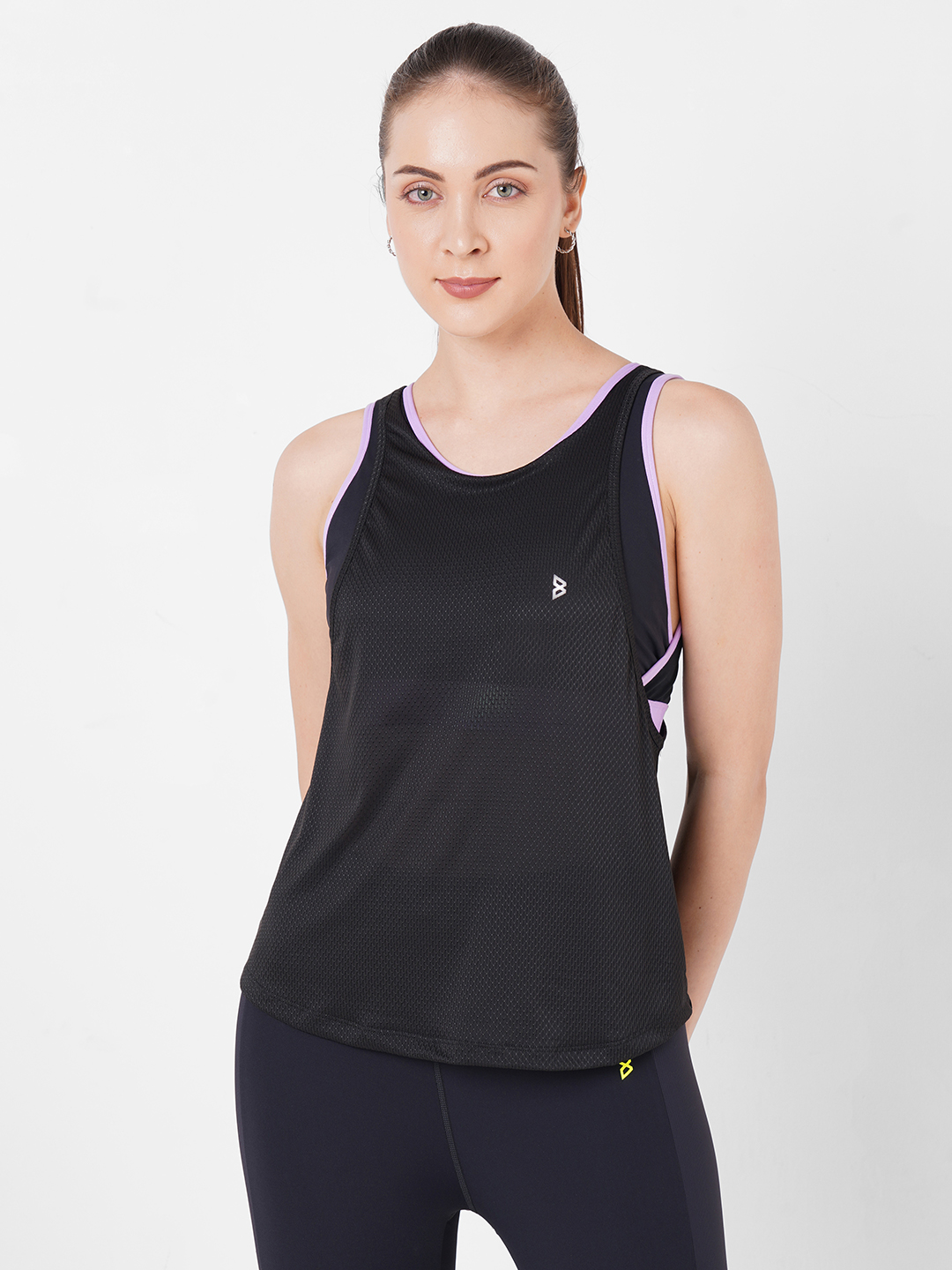 Black And Lavender Holo Sports Bra + Tank boddactive.com