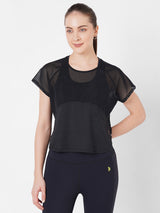 Core Jet Black Mesh Tee boddactive.com