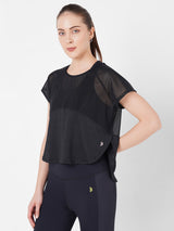 Core Jet Black Mesh Tee boddactive.com