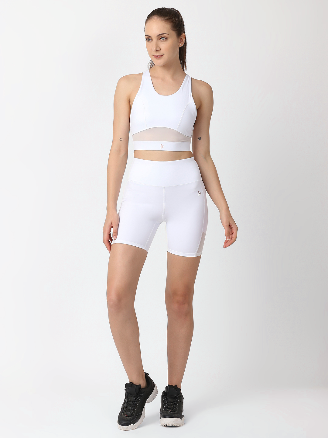 Star White High Waist Biker Shorts boddactive.com