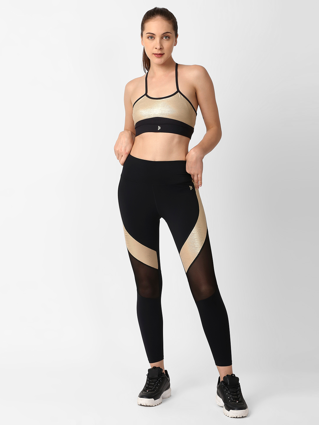 Gold Croc Skin Metallic High Waist Leggings boddactive.com