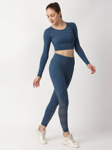 Crystal Teal Cut Out Leggings boddactive.com
