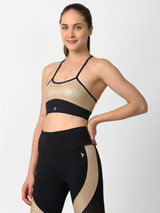 Gold Croc Skin Metallic Sports Bra boddactive.com
