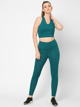 Jade Green Scallop High Waist Leggings boddactive.com