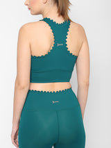 Jade Green Scallop High Waist Leggings boddactive.com
