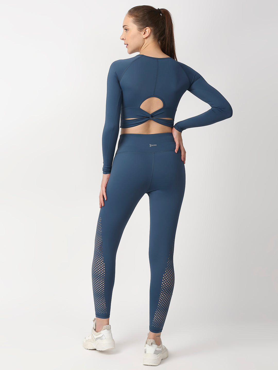 Crystal Teal Cut Out Leggings boddactive.com