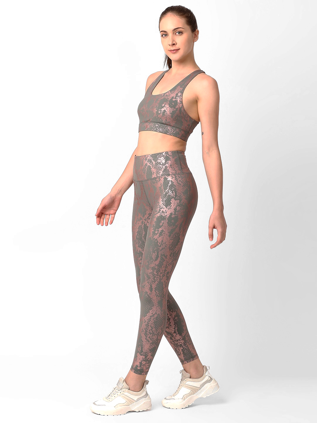Grey And Rose Gold Metallic Snakeskin Set BODD ACTIVE