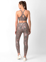 Grey And Rose Gold Metallic Snakeskin High Rise Leggings BODD ACTIVE