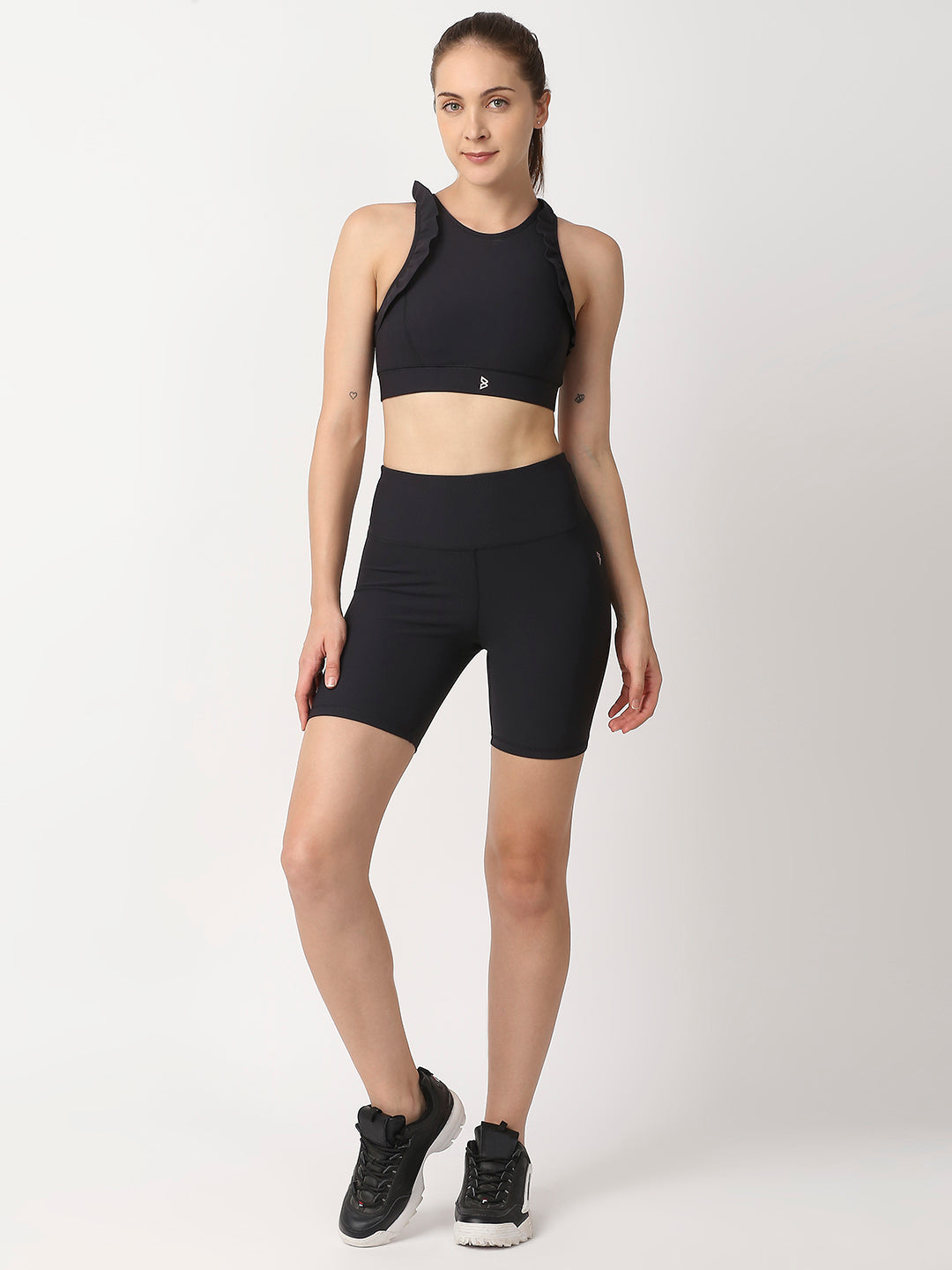 Black Ribbed Frill Sports Bra boddactive.com