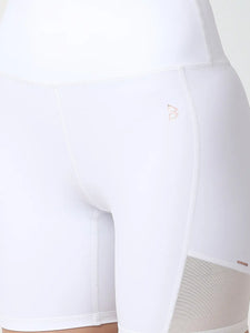 Star White High Waist Biker Shorts