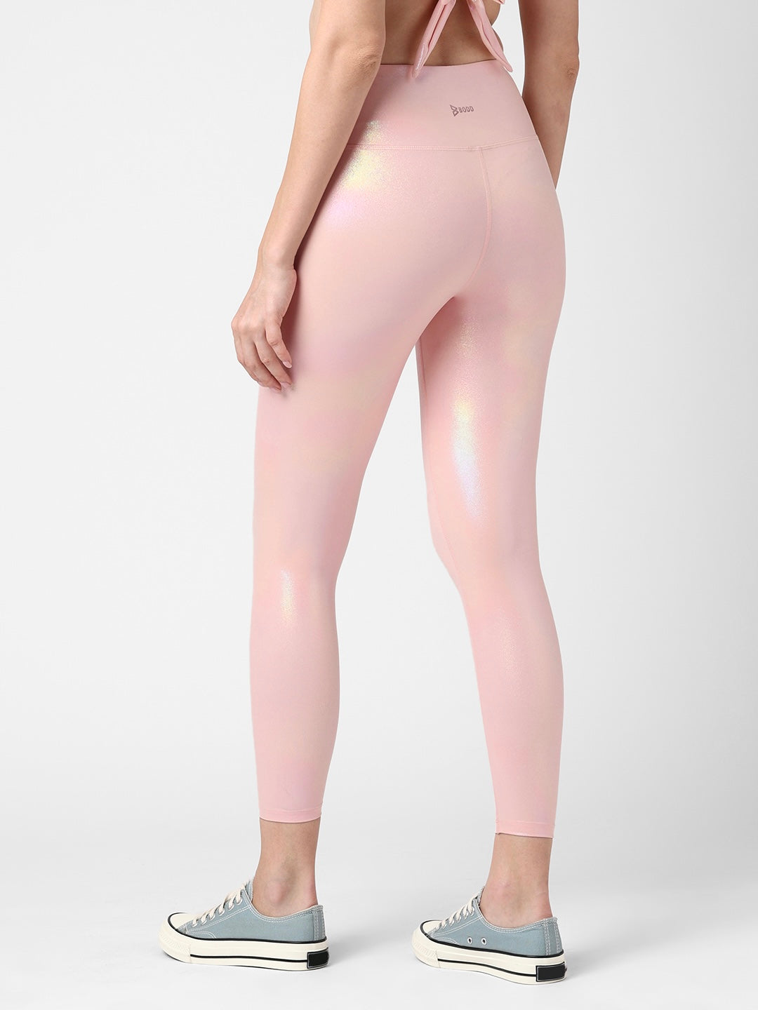 Peachy Pink Holo Leggings boddactive.com